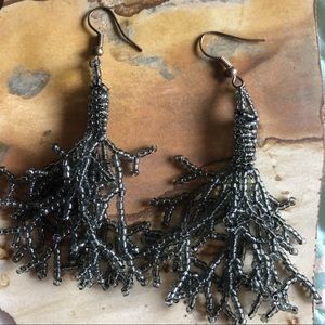 Boho inspired hand beaded drop earrings